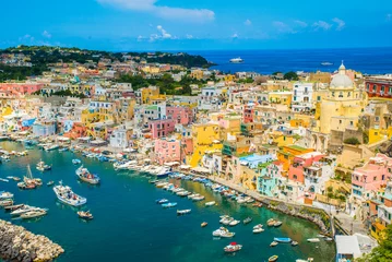 Fotobehang Procida, Italy-August 18, 2016: Overview of Porto Corricella in Procida Island, Italy © Stefano Guidi
