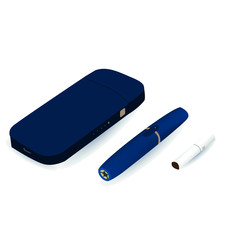 Smoking, white device, heating tobacco system, newest electronic cigarette, vector