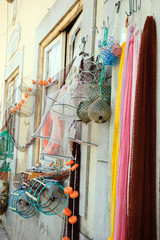 Fototapeta na wymiar Fishing gear for sale. Portugal.