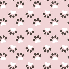 Vector seamless pattern with cat or dog,kitten or puppy footprints. Can be used for wallpaper,fabric, web page background, surface textures.