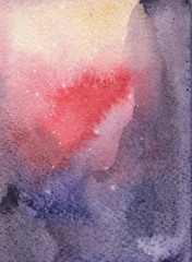 Fototapeta premium Watercolor background image. Abstract composition, symbolizing the deep space, constellations, nebulae.