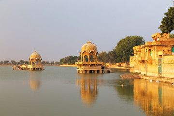 Gadisar lake in Jaisalmer, Rajasthan state, India