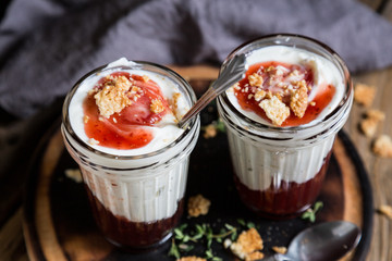 Homemade Natural Yoghurt with Raspberry Jam