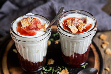 Homemade Natural Yoghurt with Raspberry Jam