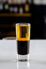 alcohol shot on the bar background