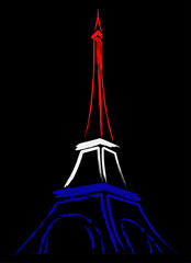 Abstract logo or sign for France, Paris and Eiffel Tower.