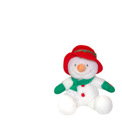 Stuffed Snowman in Red Hat and Orange Carrot Nose
