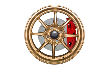 Alloy car disc brakes technology isolated on the background.