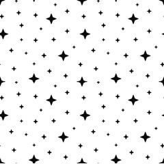 Vector seamless stars pattern. Star background based on random elements for high definition concept. Vector illustration isolated on white background.