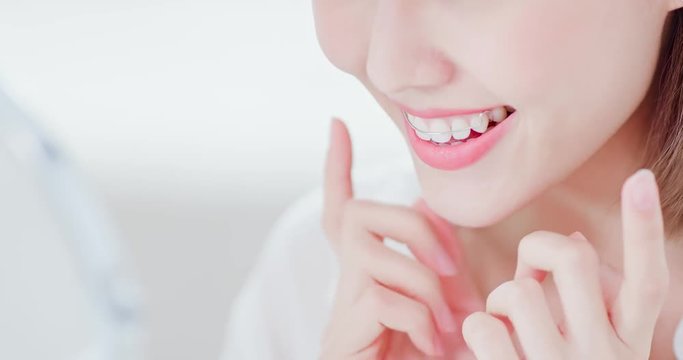 woman with retainer for teeth