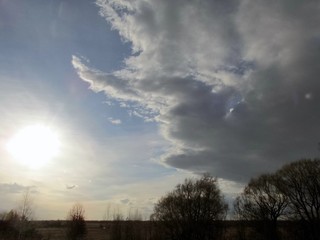 Evening landscape on the outskirts of the village