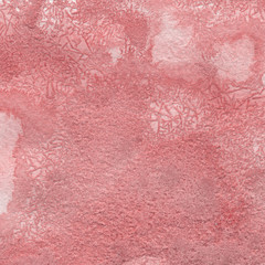 Red watercolor texture with abstract washes and brush strokes on white paper background. Trendy look. Chaotic abstract organic design.