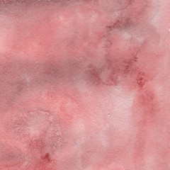 Red watercolor texture with abstract washes and brush strokes on white paper background. Trendy look. Chaotic abstract organic design.
