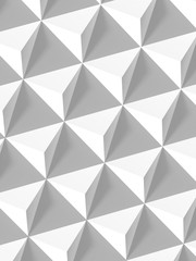 Abstract geometric pattern, white pyramids 3d