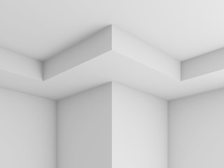 White abstract interior, upper fragment 3 d