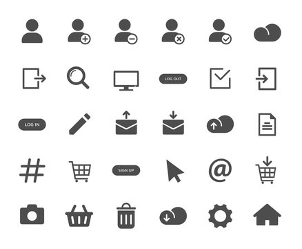 Account web icons. Ui elements. Account vector icons for web, mobile and ui design