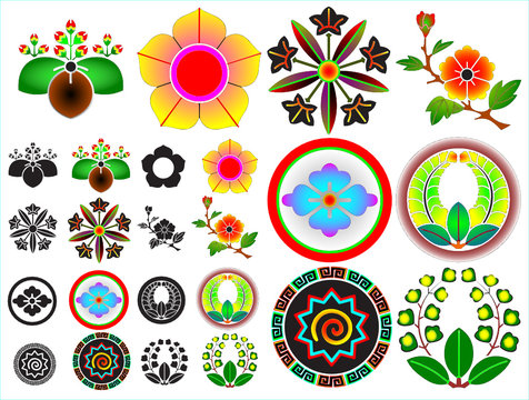 Set of Japanese traditional kamon family crests BEXT