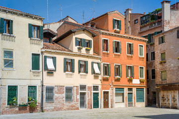 Fototapeta na wymiar Venice old town historical houses at the square