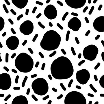 Handmade contrast seamless pattern. Childish craft monochrome wallpaper for birthday card, baby nappy, school party advertising, shop sale poster, holiday wrapping paper, textile, bag print etc.