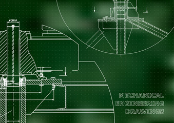Mechanical engineering. Technical illustration. Green background. Points
