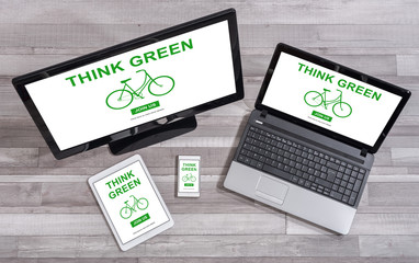 Think green concept on different devices