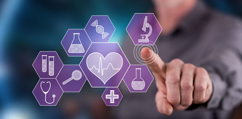 Man touching a medical technology concept