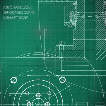 Mechanics. Technical design. Engineering style. Mechanical instrument making. Corporate Identity. Light green background. Points