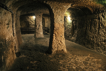 Explore Derinkuyu underground city in Cappadocia, Turkey.