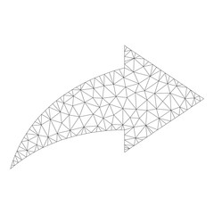 Polygonal vector redo icon on a white background. Polygonal wireframe grey redo image in lowpoly style with combined triangles, points and lines.