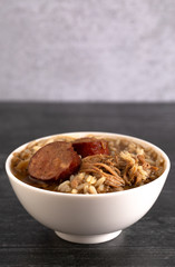 Bowl of Sausage and Chicken Gumbo with Rice