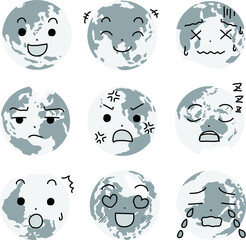 Monochrome Facial expression of a round set