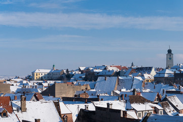 Fototapeta premium winter view of the city from above