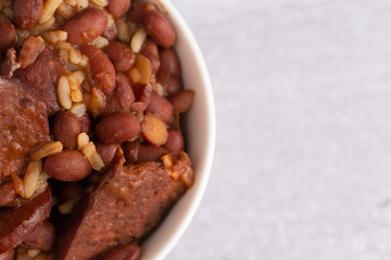 Bowl of Red Beans and Rice with Sausage