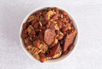 Bowl of Red Beans and Rice with Sausage