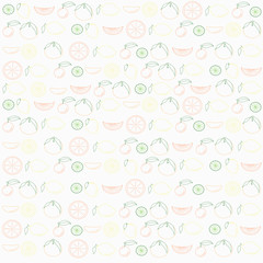 Citrus fruits pattern, colorful orange, lemon and lime slices, simple pictures. White background, icon type