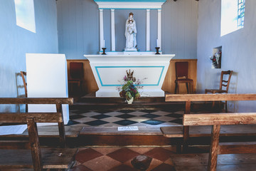 detail of the interior of the chapel of La Meule on the island of Yeu