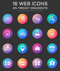e-commerce interface icon set. e-commerce interface web icons on round trendy gradients