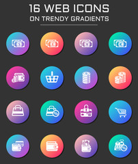 e-commerce icon set. e-commerce web icons on round trendy gradients