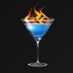 Realistic cocktail sambuka glass vector illustration on transparent background