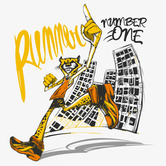 Runner cheetah on the street