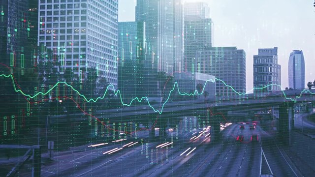LA with forex chart animation