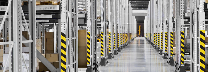 Interior of a large distribution warehouse