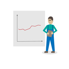 Businessman and chart vector graphic
