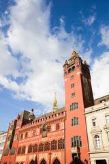 Fototapeta na wymiar Red town hall in Basel, Switzerland