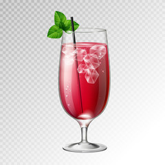 Realistic cocktail bloody mary glass vector illustration on transparent background