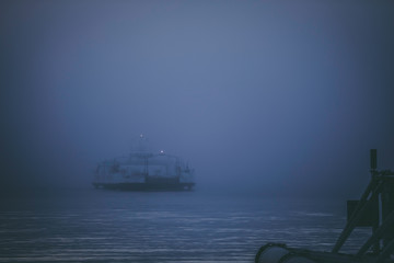 Ferry in the fog
