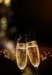 Gordijnen Sparkling wine, champagne, glasses, New Year's Eve, Cheers New Year © fotoknips
