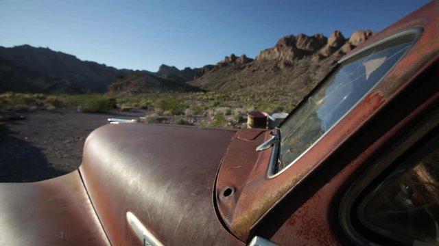 junk automobile in the desert