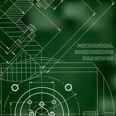Mechanics. Technical design. Engineering. Mechanical Corporate Identity. Green background. Points