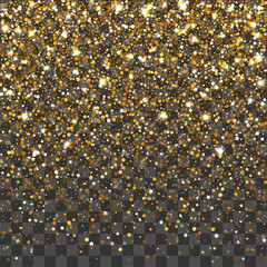 Golden shimmer random falling confetti